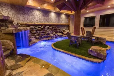 indoor pool in a pigeon forge cabin