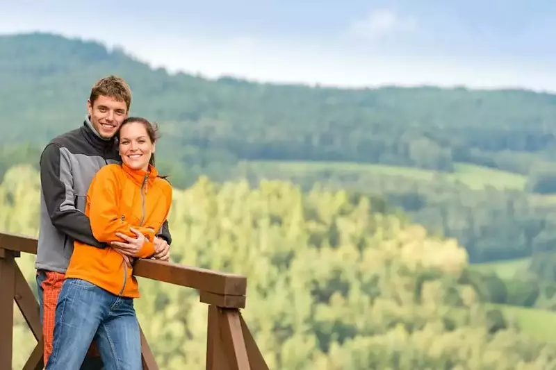 Romantic couple in the mountains.