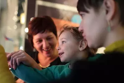 A family at a museum.