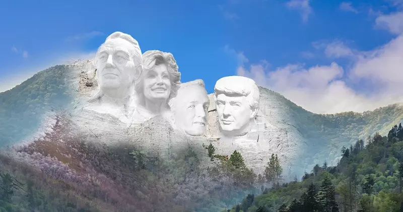 Mount Rushmore-style monument in the Great Smoky Mountains