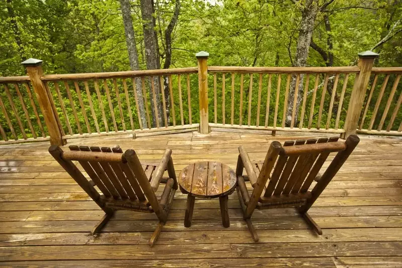 Chairs on the porch of a Pigeon Forge cabin