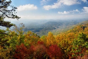 view of Smoky Mountain fall colors from Pigeon Forge cabin